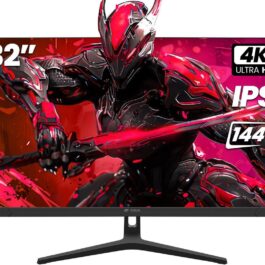 CRUA 32″ Gaming Monitor,144Hz UHD(3840 * 2160P) IPS Monitor, FreeSync, DCI-P3 97%, 1.07B Color Depth, with HDMI 2.0/DisplayPort 1.4, Wall Mount- Black